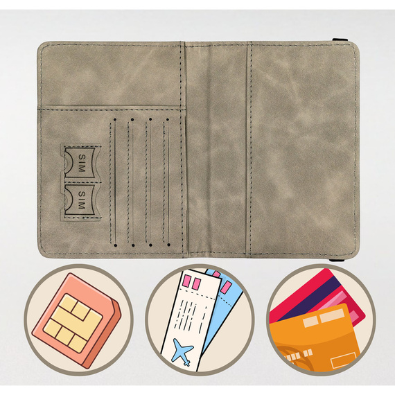 Etui na paszport z eko skóry Peterson EP-01 szare