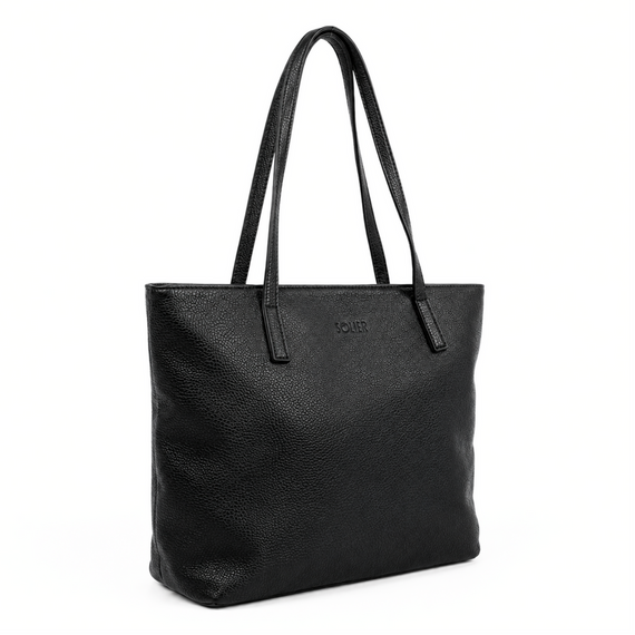 Torebka damska shopper skórzana Solier FL34 czarna