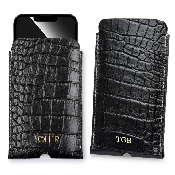 Etui na iPhone 12/13/14 skórzane Solier SA57 czarne