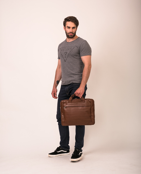 Torba na laptopa skórzana McKlein Bridgeport brązowa