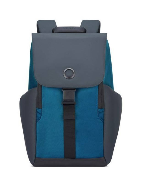 Plecak na laptopa z poliestru Delsey Securflap turkusowy