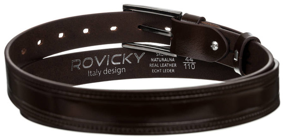 Pasek męski z klamrą skórzany Rovicky PLW-R-7 ciemnobrązowy