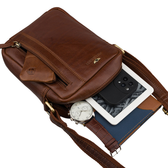 Listonoszka męska skórzana Peterson 710E brązowa