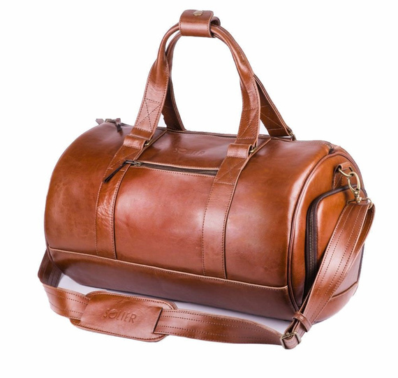 Torba podróżna męska skórzana Solier SL19 vintage brązowa