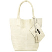 Torebka damska shopper zamszowa Vera Pelle L82 kremowa