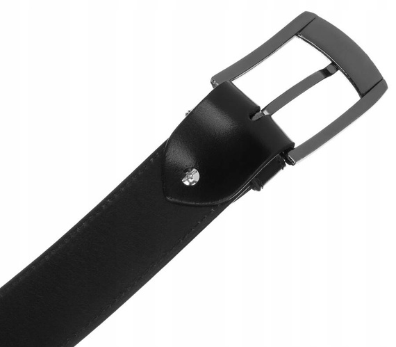 Pasek męski gładki skórzany Rovicky RPM-24 czarny