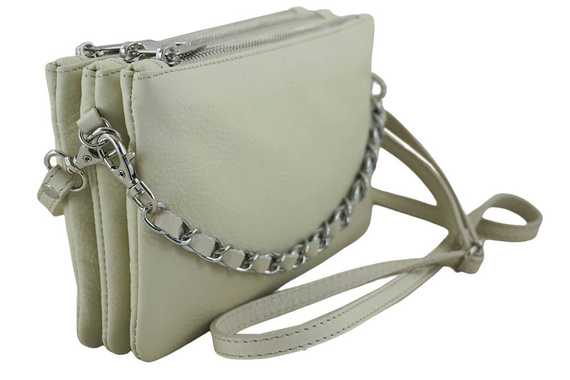 Listonoszka damska skórzana Barberini's 172-10 jasnobeżowa