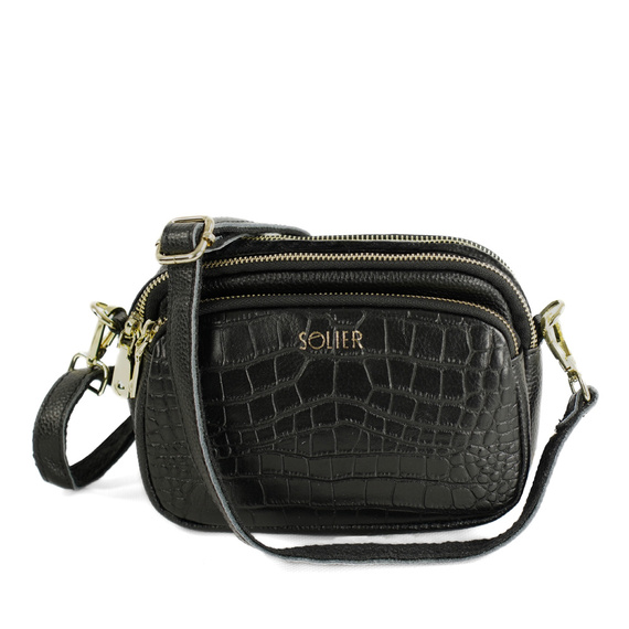 Torebka damska crossbody skórzana Solier FL59 czarna