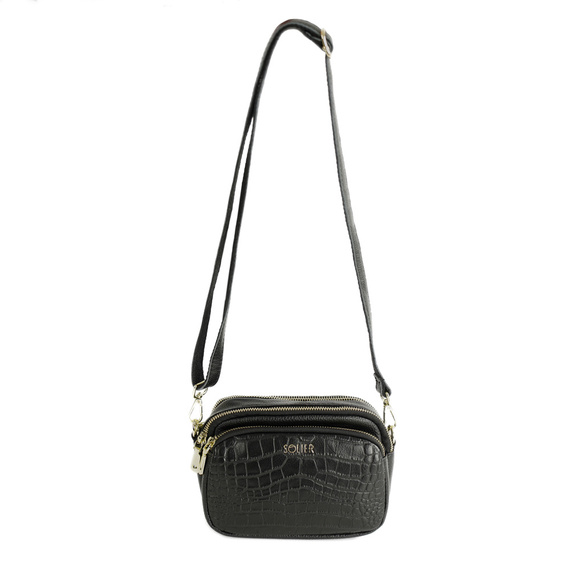 Torebka damska crossbody skórzana Solier FL59 czarna