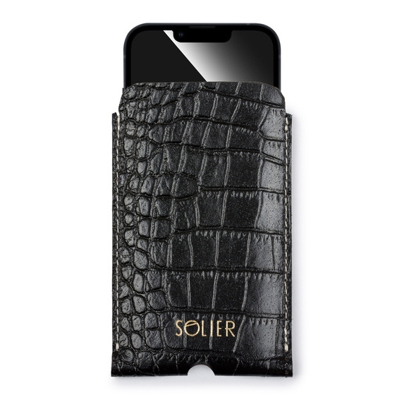 Etui na iPhone 12/13/14 skórzane Solier SA57 czarne