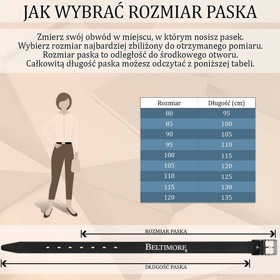 Pasek damski skórzany Beltimore D93 100 cm czerwony