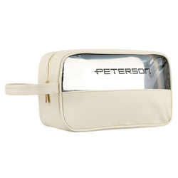 Kosmetyczka z syntetyku Peterson KOS-DA-21 ecru