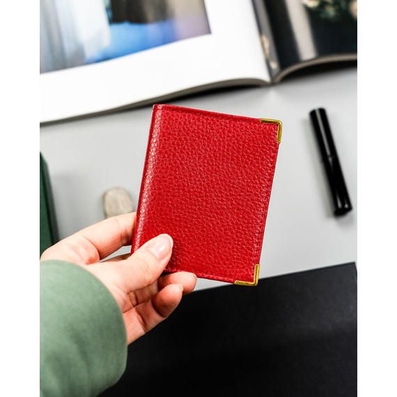 Etui na karty pionowe skórzane 302 czerwone