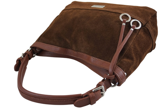 Torebka damska hobo skórzana Barberini's 1002-6 brązowa