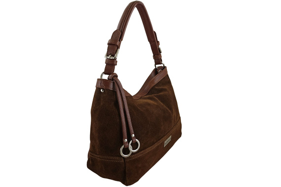 Torebka damska hobo skórzana Barberini's 1002-6 brązowa