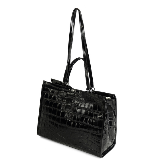 Torebka damska shopper skórzana Solier FL63 czarna