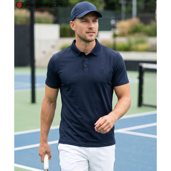 Koszulka polo męska z poliestru Peterson KPY granatowa M-XL
