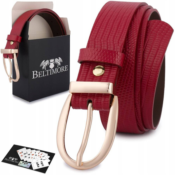 Pasek damski skórzany Beltimore D93 100 cm czerwony