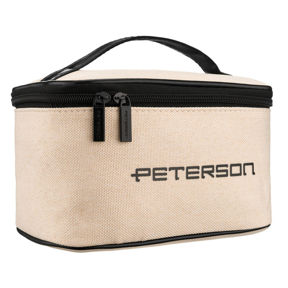 Kosmetyczka z syntetyku Peterson KOS-DA-16 beżowo-czarna