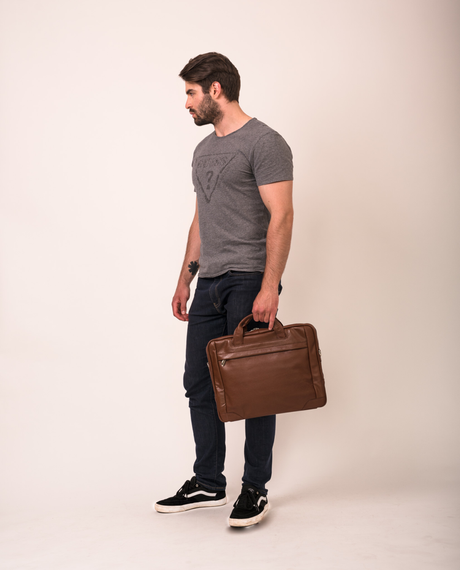 Torba na laptopa skórzana McKlein Bridgeport brązowa