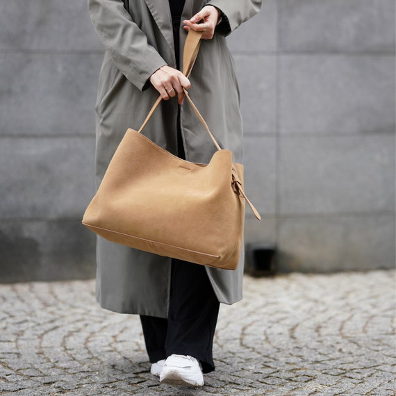 Torebka damska shopper zamszowa Solier FL39 camel