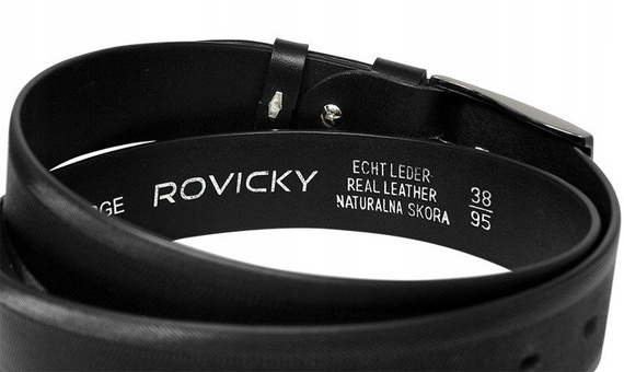 Pasek męski z klamrą skórzany Rovicky PRS-01-BGE czarny