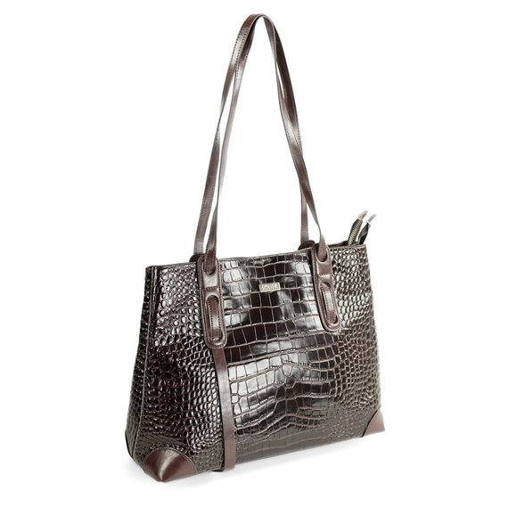 Torebka damska shopper skórzana Solier FL56 brązowa