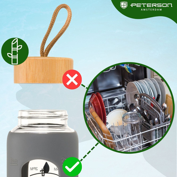 Butelka na wodę szklana Peterson SBW-01 szara