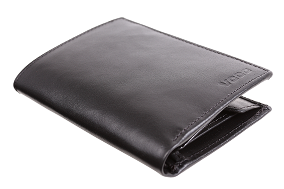 Czarny, skórzany prostokątny portfel męski PPM2